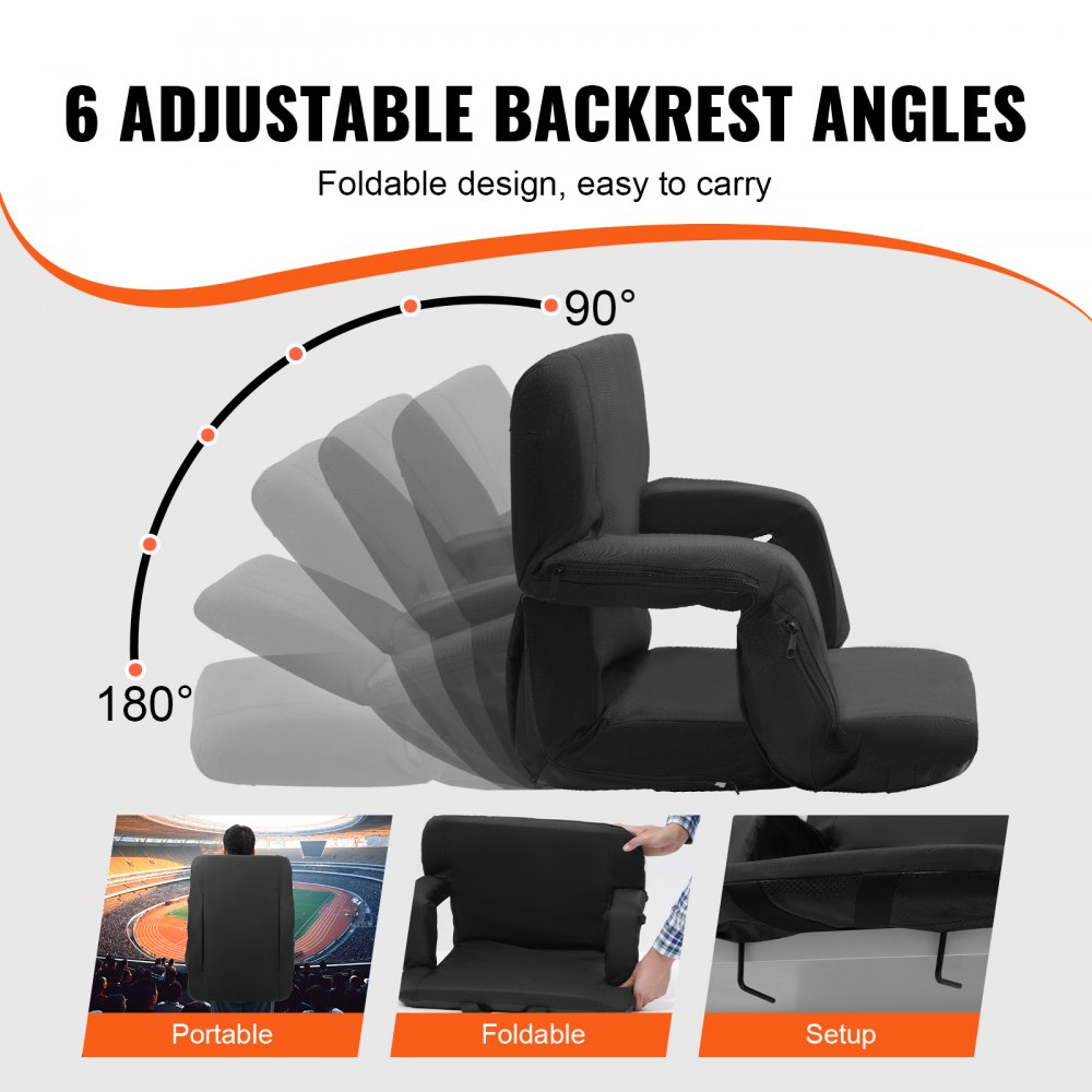 Heated Stadium Seat With Backrest - 3-Temp Settings, Portable, Foldable, With Storage Pockets & Cup Holder For Games