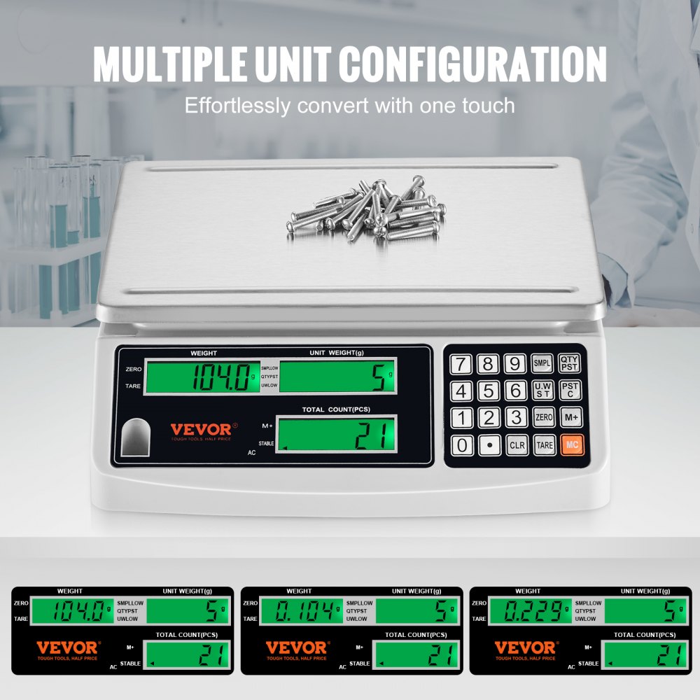 VEVOR Industrial Counting Scale, 30 kg x 1 g, Digital Scale for Parts ...