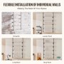 VEVOR Industrial Pipe Shelf, 5 Tier 2PCS, 9.84in Applicable Board Width Wall-Mount Floating Rustic Wood Shelves Bracket Bookshelf,Storage Holder for Kitchen Bedroom Bathroom, (Planks NOT Included)