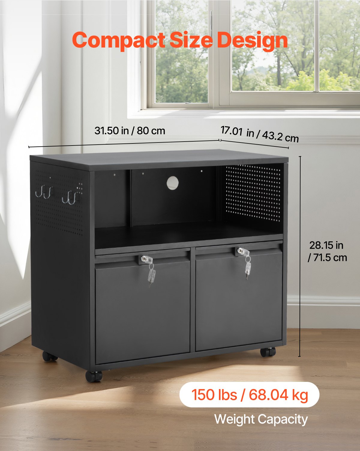 VEVOR 2 Drawers Metal File Cabinet, Lateral Filing Cabinet with Lock ...