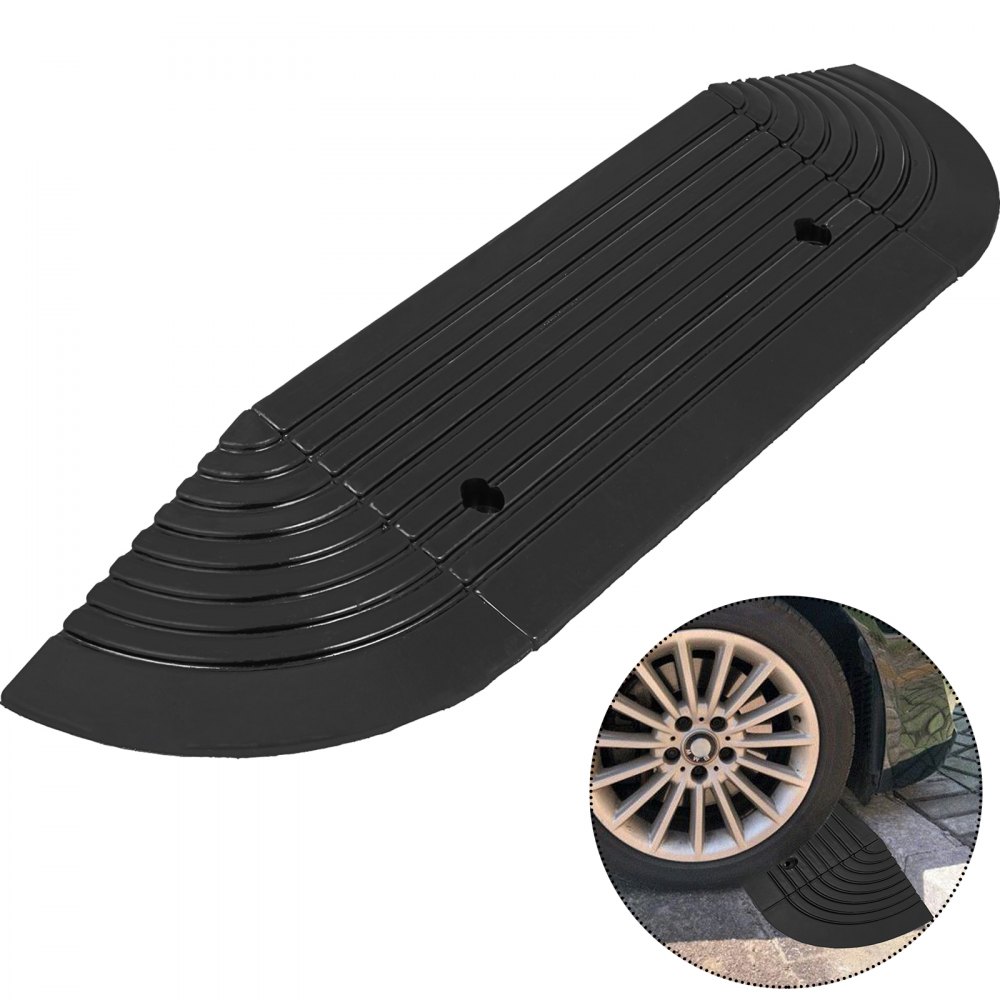 Custom Ramp End Caps 11000lb Rubber Curb Ramp With 2 End Caps Parking Lot Multipurpose ...