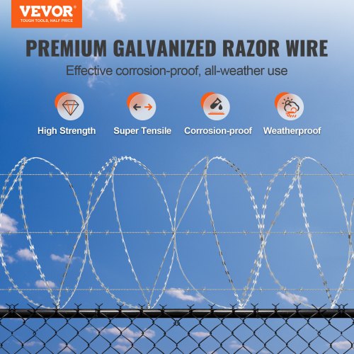 VEVOR Razor Wires, 147 ft Razor Barbed Wire, 3 Rolls Razor Wire Fencing ...