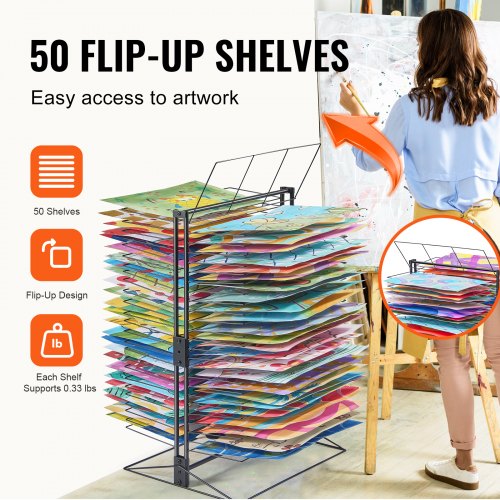 VEVOR Art Drying Rack 50 Removable Shelves Painting Drying Rack for ...