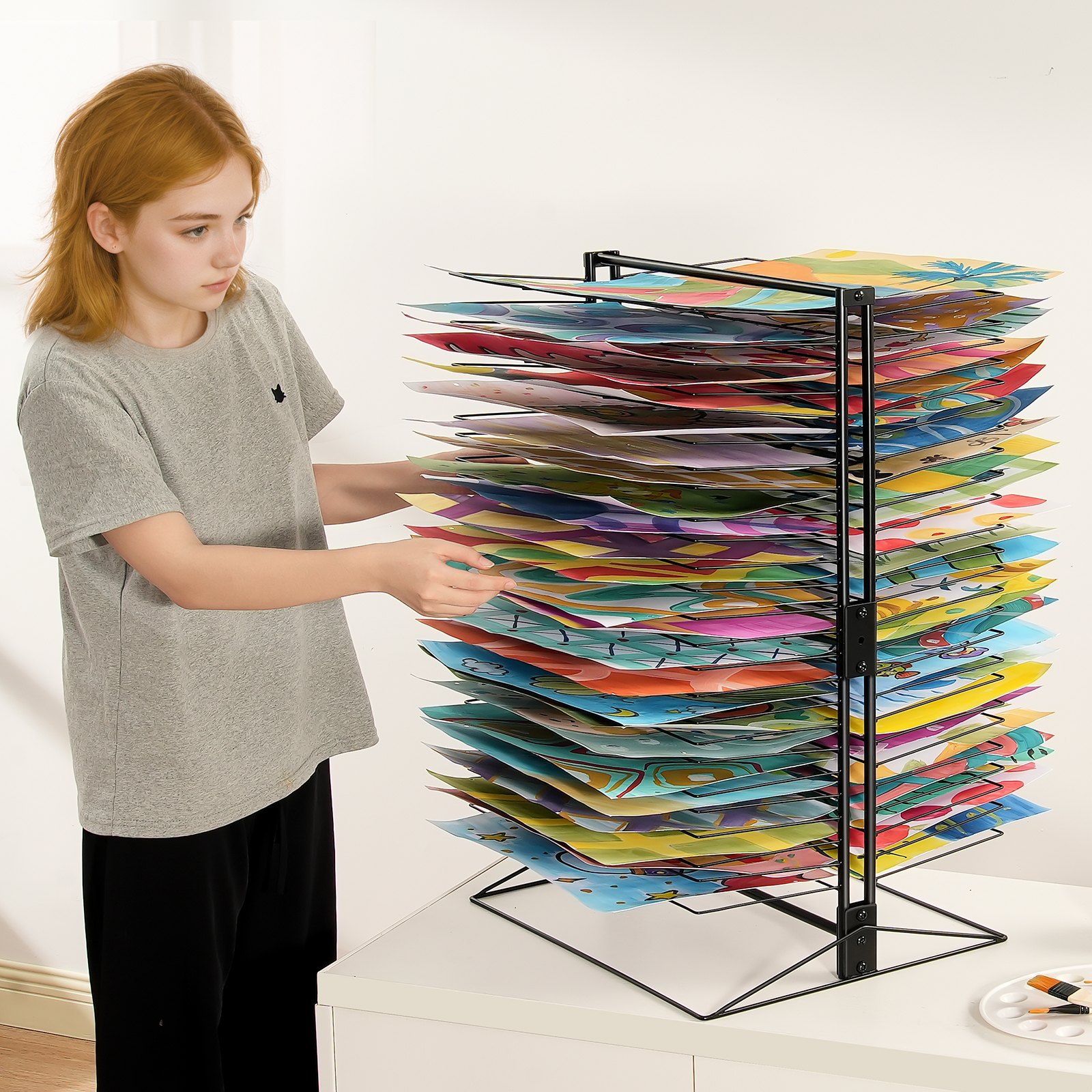 VEVOR Art Drying Rack, 50 Removable Shelves 20 x 17 x 30 inch Paint ...