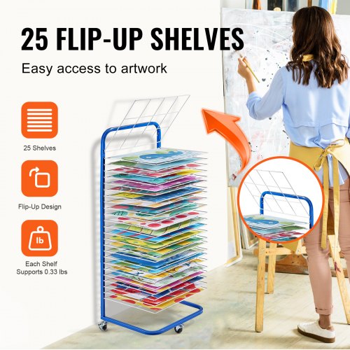 VEVOR Art Drying Rack 25 Removable Shelves Paint Drying Rack With ...