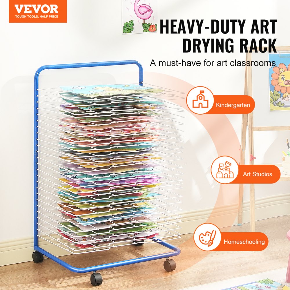 VEVOR Art Drying Rack 25 Removable Shelves Paint Drying Rack With 4 ...