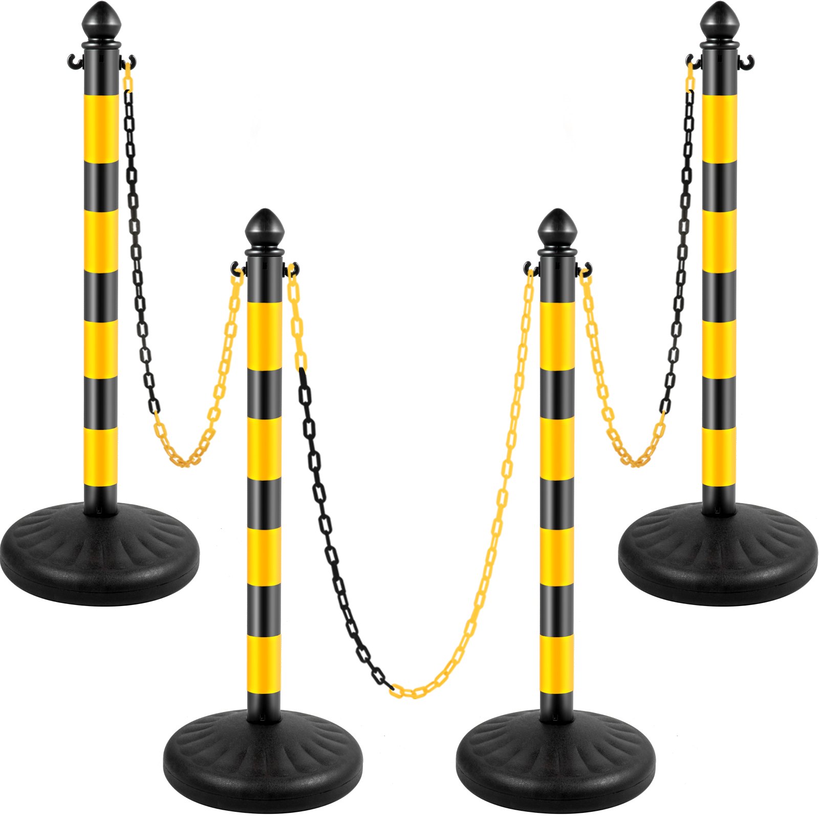 VEVOR Plastic Stanchion, 4pcs Chain Stanchion, Outdoor Stanchion w/ 4 x ...