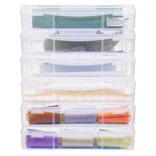 Scrapbook Paper Storage 6 Pack Stackable Plastic Board Game Boxes Clear ...