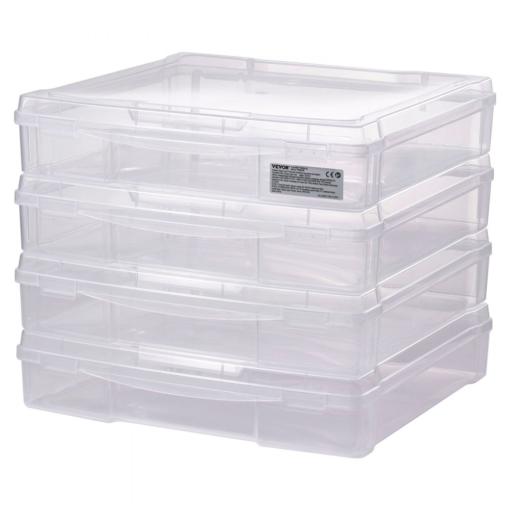 VEVOR Scrapbook Paper Storage, 4 Pack Stackable Plastic Board Game ...
