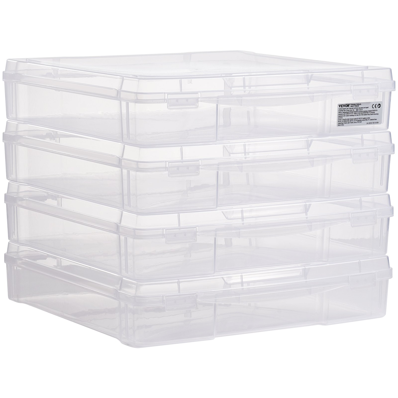 Stackable Video Game Storage Box VEVOR Scrapbook Storage Box – 4-Pack, 14x14 In, Stackable