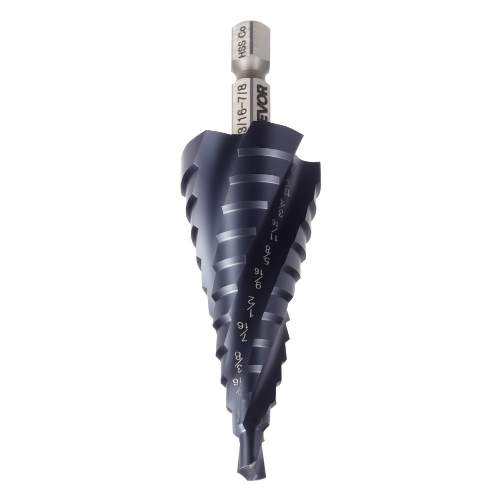 VEVOR Step Drill Bit, 3/16 to 7/8 inch, 1/4 inch Hex Shank, TiAlN ...