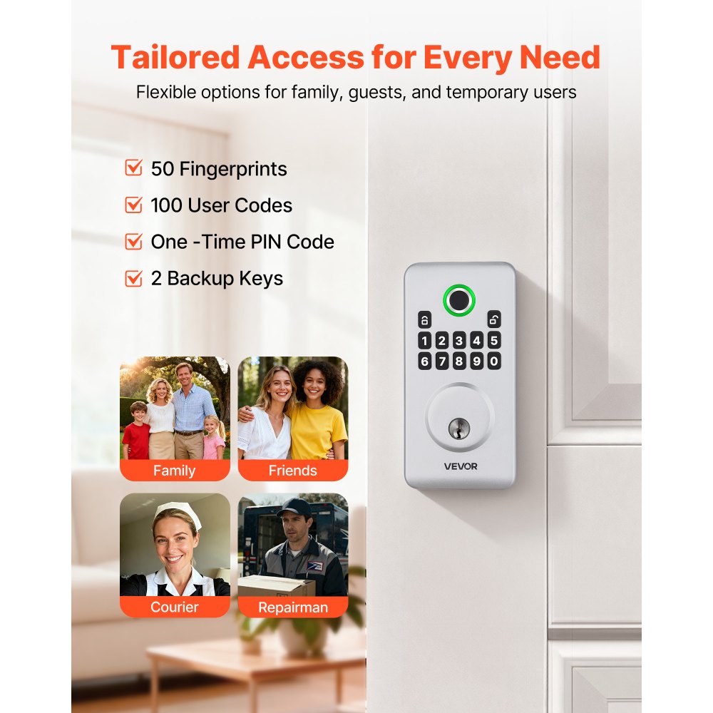VEVOR Fingerprint Door Lock, Electronic Biometric Deadbolt with ...