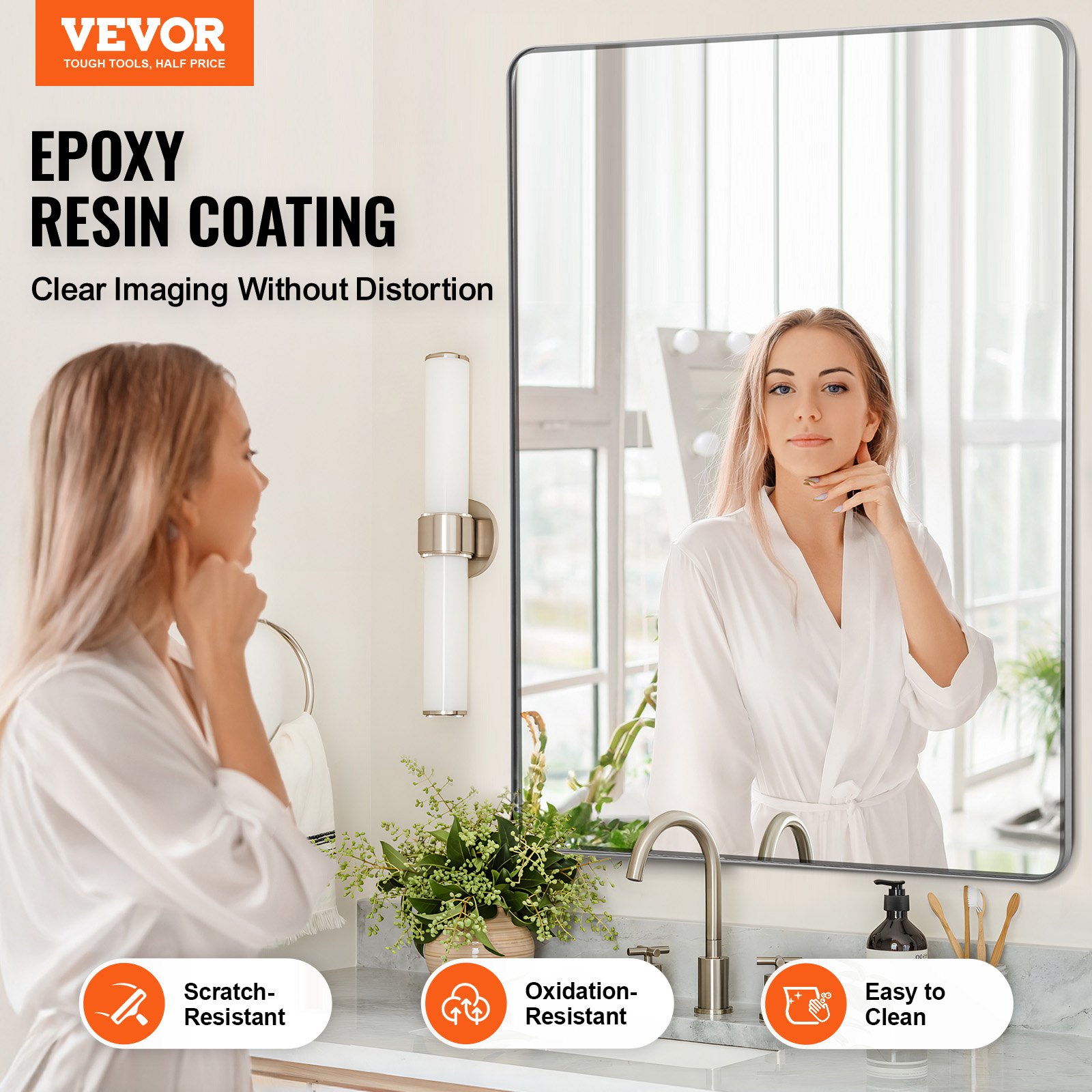 VEVOR Wall Mirror 36 x 48 – Aluminum, 0.15