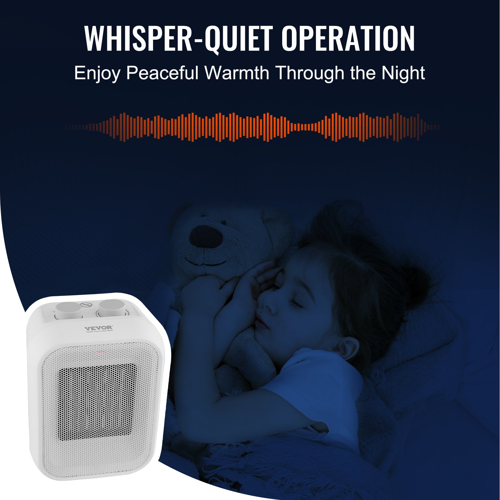 VEVOR Portable Electric Space Heater with Thermostat, 1000W/1500W 2