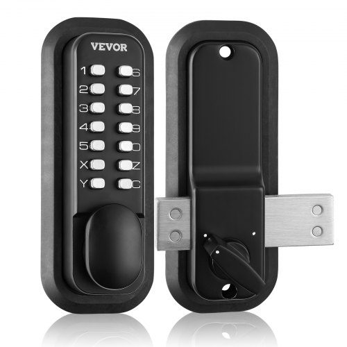 VEVOR Mechanical Keyless Entry Door Lock 14 Digit Keypad Water proof Zinc Alloy Outdoor Gate Door Locks Set with Surface mounted Latch Keypad and Knob Easy to Install for Garden Garage Yard VEVOR