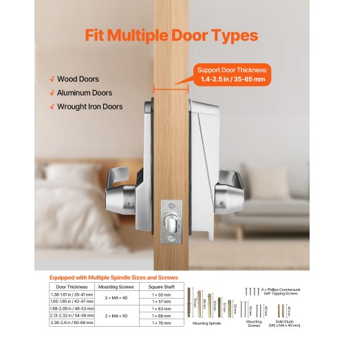 Mechanical Keyless Entry Door Lock 14 Key Mechanical Door Lock with Key ...