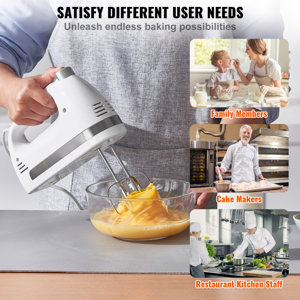 Hand Mixer Large VEVOR Electric Hand Mixer, 5-Speed, 250 Watt Portable Electric Handheld ...
