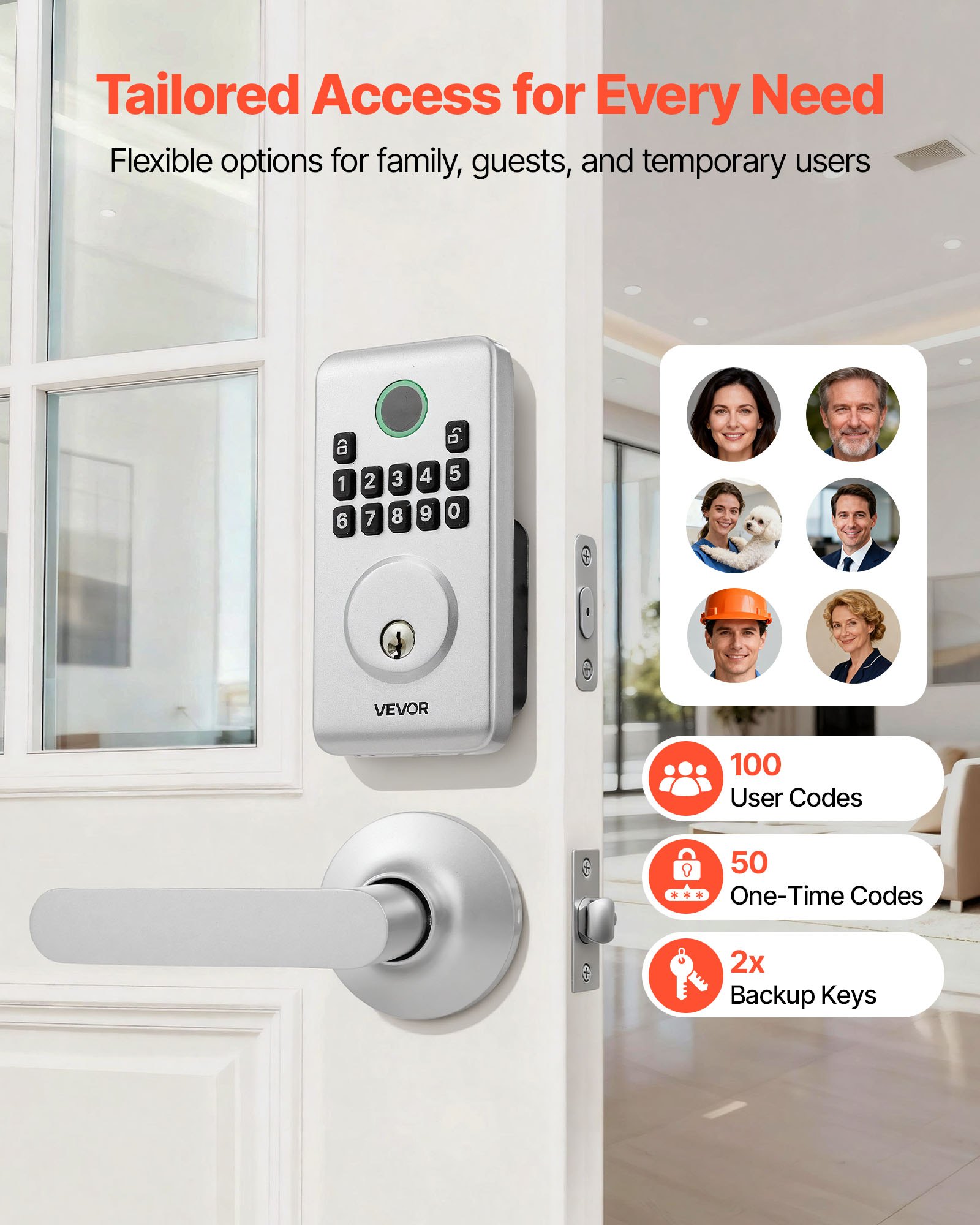 VEVOR Keyless Entry Door Lock with Handle Set, Electronic Keypad ...