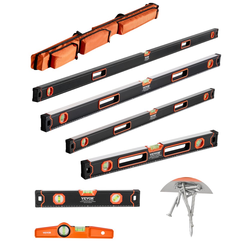 VEVOR Bubble Leveler Tool – 6 Sizes, 3 Acrylic Vials