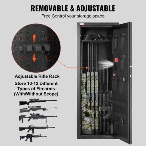 VEVOR 10-12 Rifles Gun Safe, Rifle Safe with Lock & Digital Keypad ...