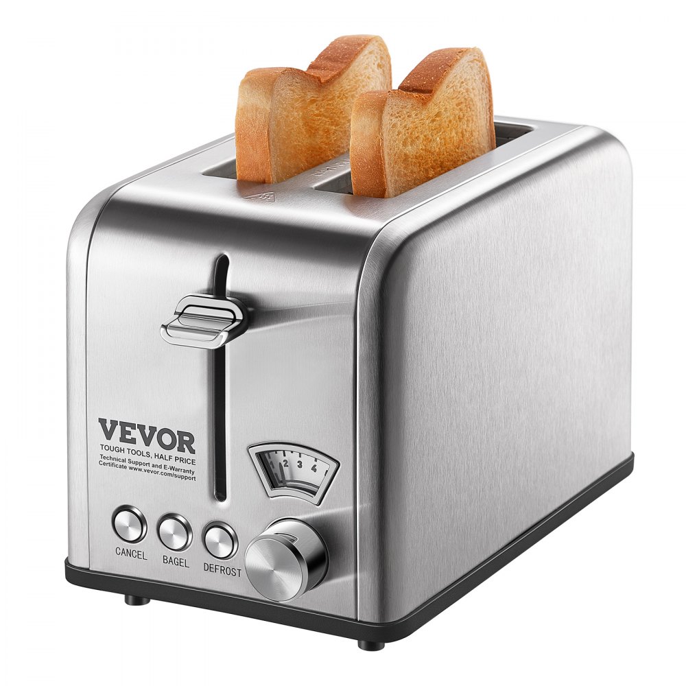 Power Button Toaster VEVOR Retro Stainless Steel Toaster 2 Slice, 825W 1.5