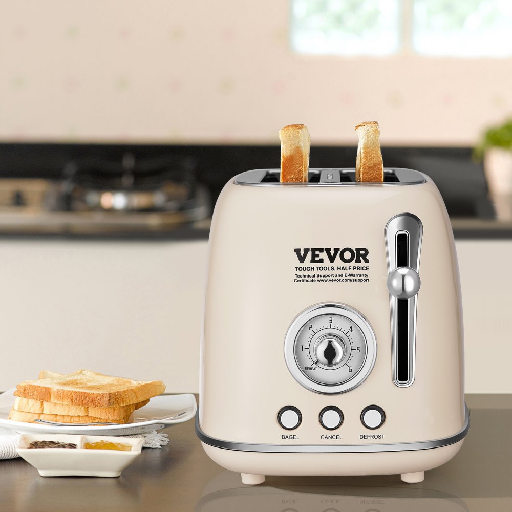 VEVOR Brushed Stainless Steel Toaster, 2 Slice, 825W 1.5'' Extra Wide ...