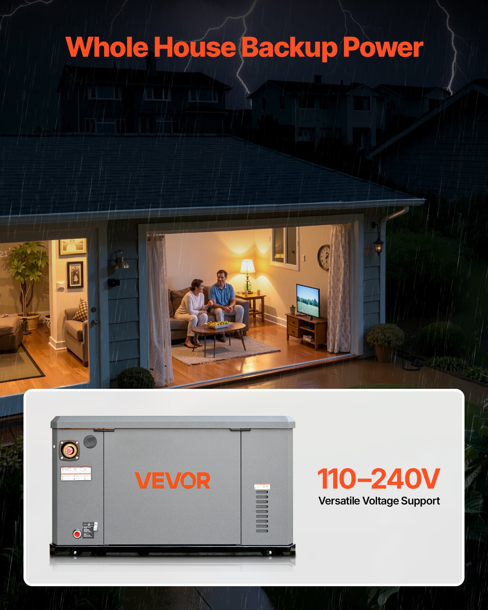 VEVOR Standby Generator, Dual Fuel Whole Home Generator, LPG 22Kw Max ... - Home Whole House Energy Backup