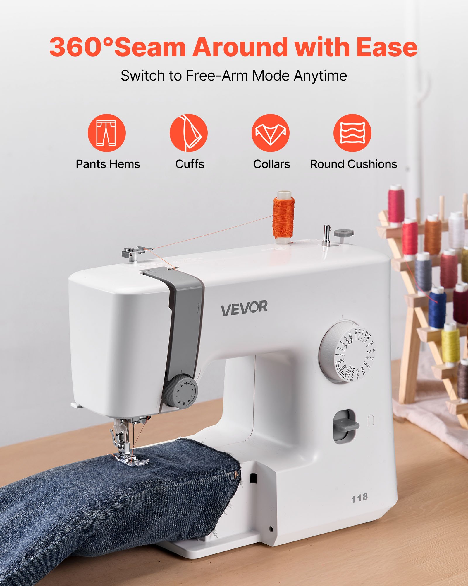 18+ Lightweight Sewing Machine VEVOR Portable Electric Sewing Machine – 18 Stitch, 0.16"
