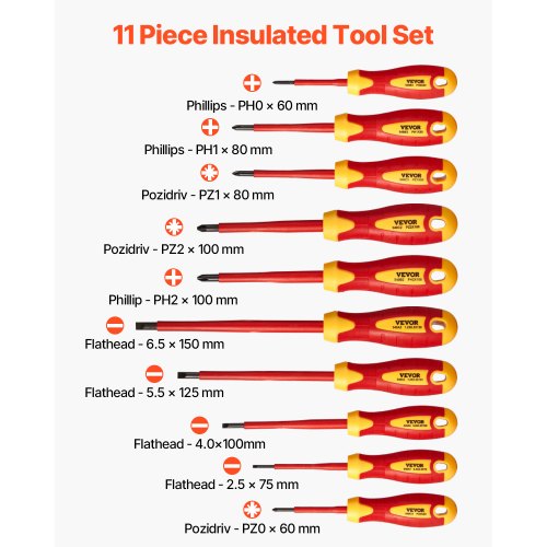 Insulated Screwdriver Set 11-Piece Insulated Tool Set for Electricians ...