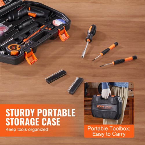 VEVOR Tool Kit 96 Piece Household Hand Tool Set Cordless Screwdriver ...