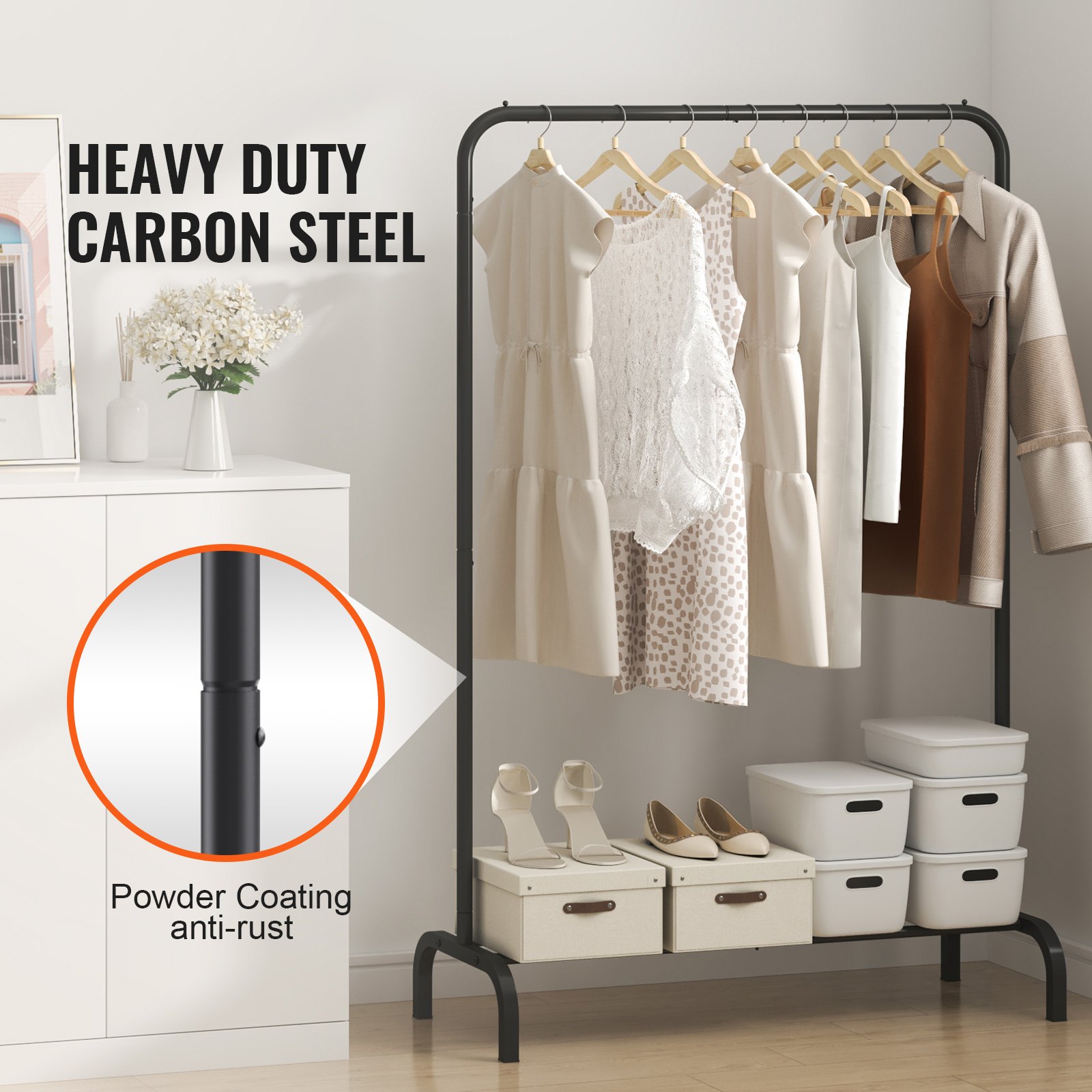 Vevor Clothes Rack VEVOR Clothes Rack, Heavy Duty Clothing Garment Rack with Hanging Rod ...