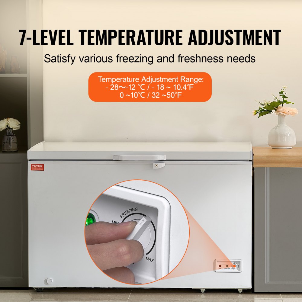 VEVOR Chest Freezer, 12.8 cu.ft / 345 L Large Deep Freezer & 4 ...