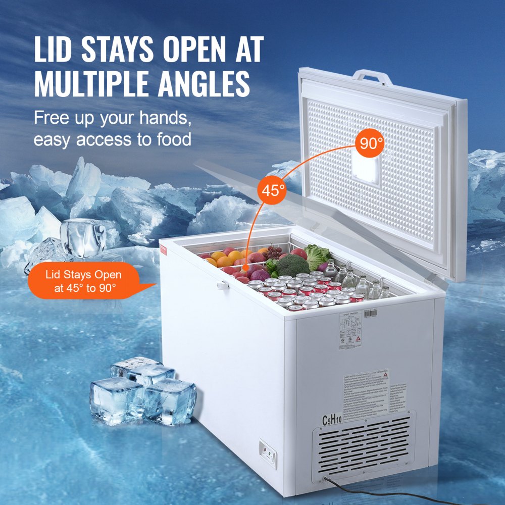 VEVOR Chest Freezer, 12.8 Cu.ft / 345 L Large Deep Freezer & 4 ...