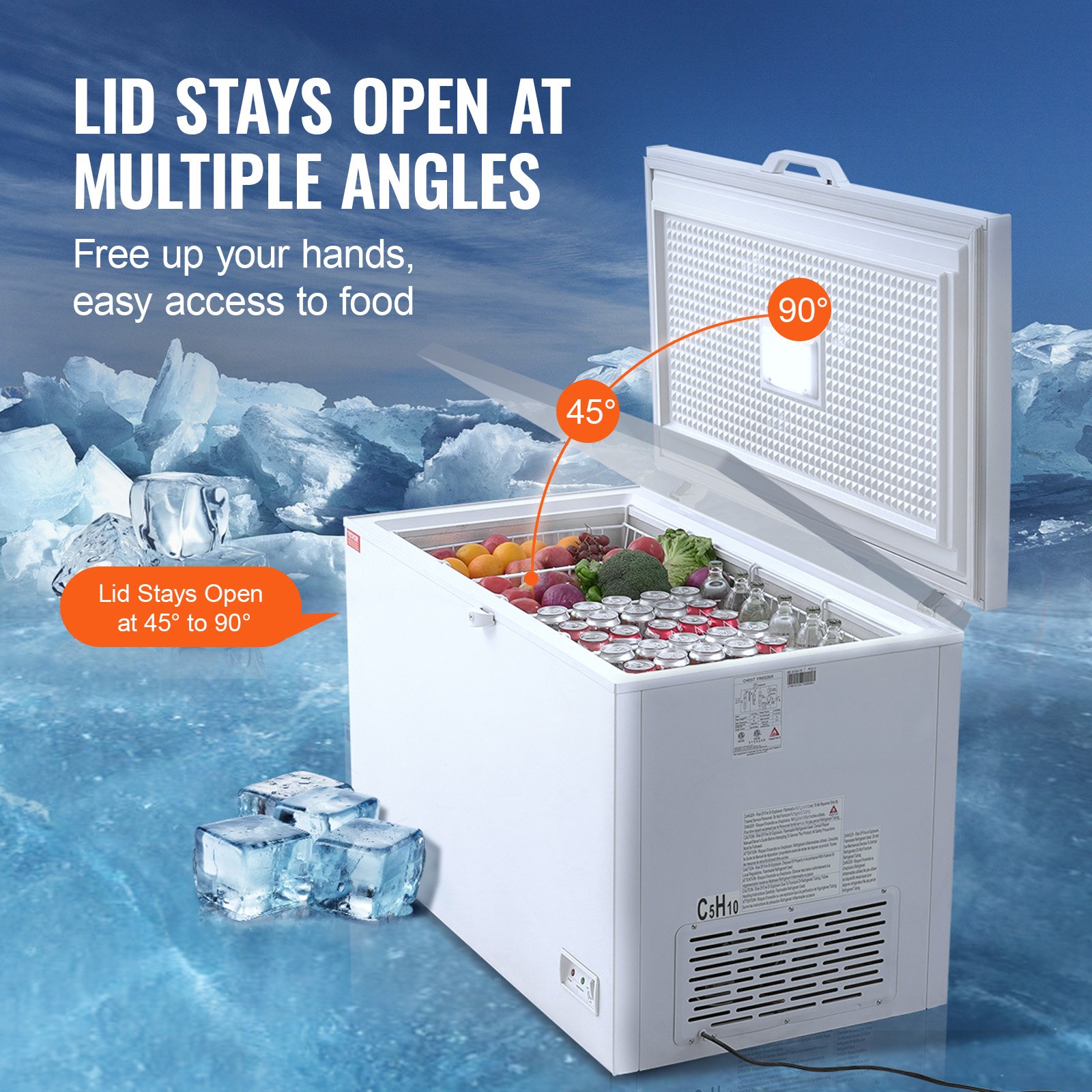 Open Box Freezer Sign VEVOR Chest Freezer, 12.8 Cu.ft / 345 L Large Deep Freezer & 4 ...