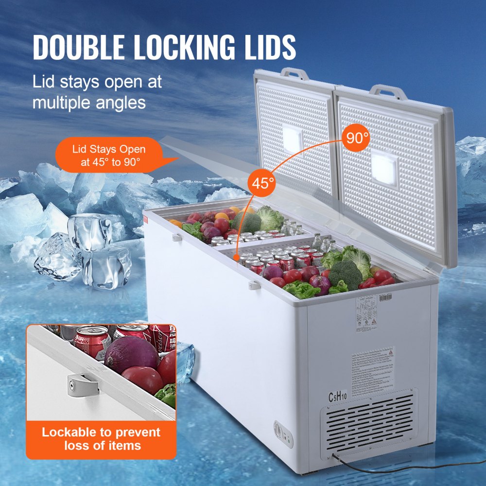 VEVOR Chest Freezer, 19.8 cu.ft / 561 L Large Deep Freezer with Split ...