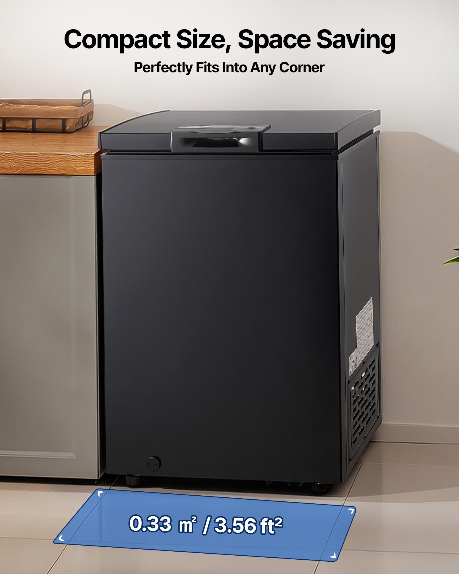 VEVOR Chest Freezer, 3.3 Cu.ft Compact Deep Freezer, Free Standing Top ...