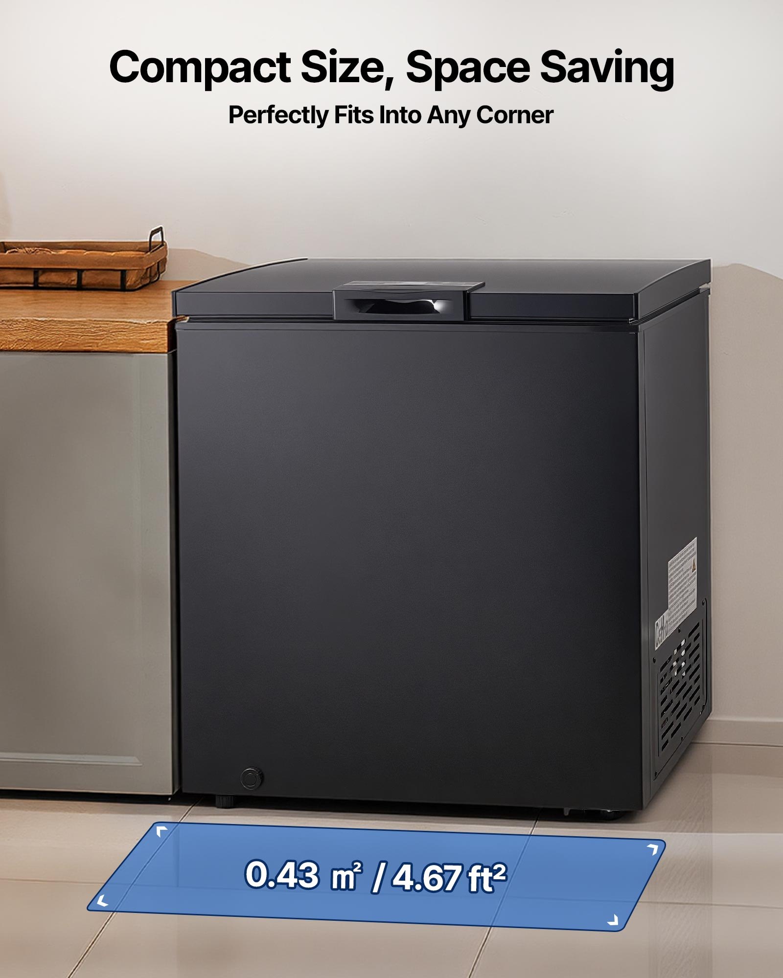 VEVOR Chest Freezer, 5 Cu.ft Compact Deep Freezer, Free Standing Top ...