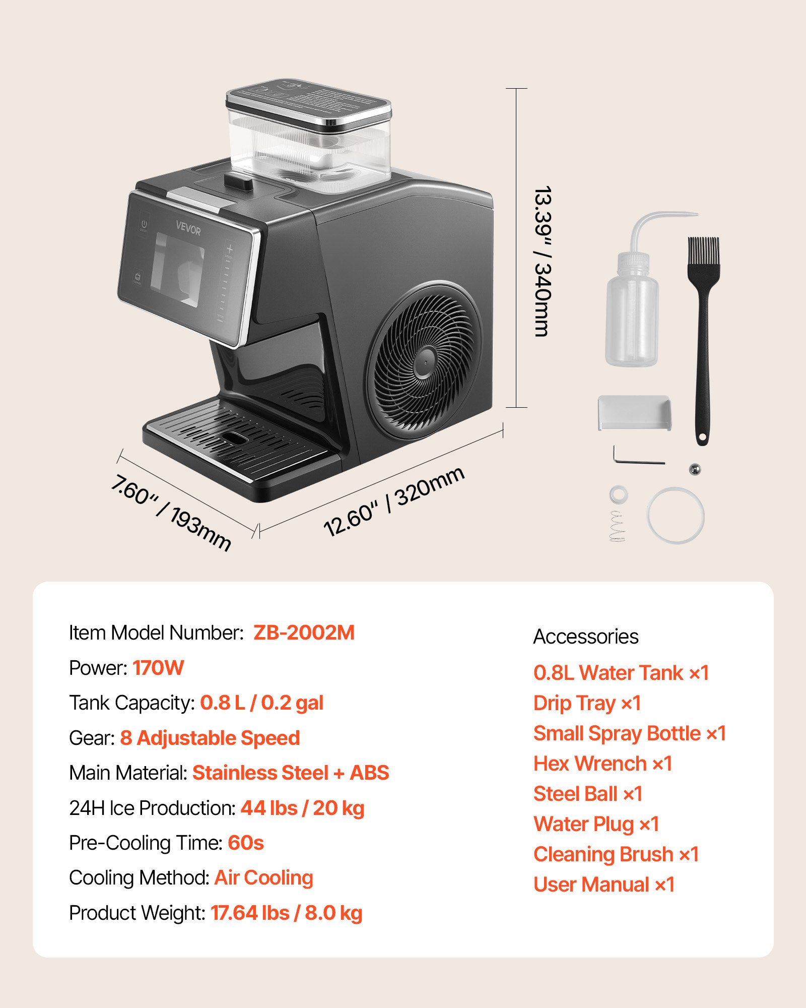 VEVOR Snowflake Ice Machine, 44LBS/24H Snowflake Ice Maker, Ice-Shaver ...
