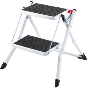 VEVOR Step Ladder 2-Step 330lbs Capacity, Ergonomic Folding Steel Step ...