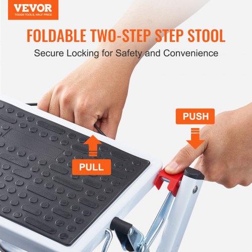 VEVOR Step Ladder 2-Step 330lbs Capacity, Ergonomic Folding
