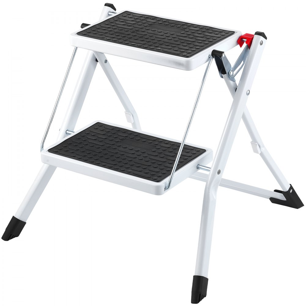 VEVOR Step Ladder 2-Step 150kg Capacity, Ergonomic Folding Steel Step ...