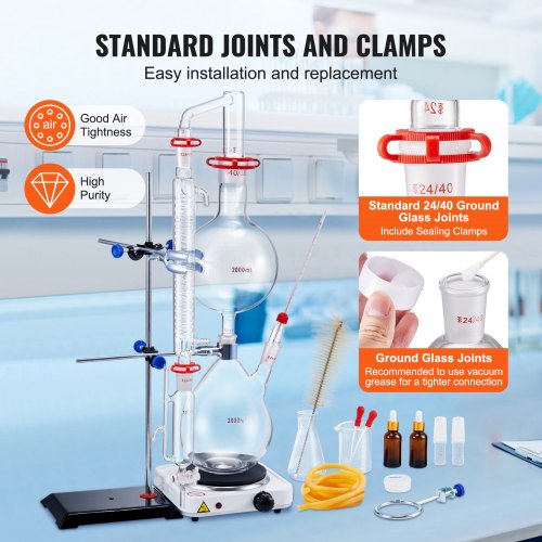 VEVOR Essential Oil Distillation Kit, 2000ml Distillation