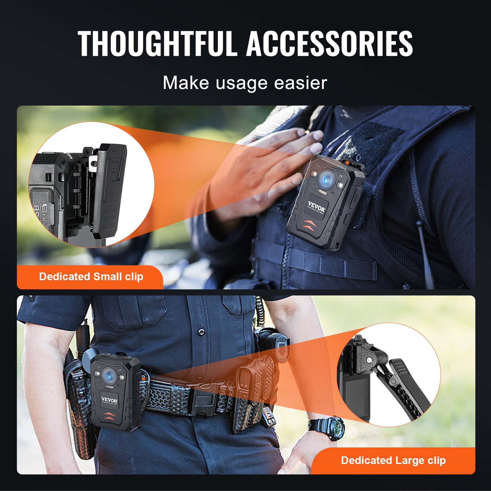 VEVOR 1440P HD Police Body Camera, 128GB Body Cam with Audio Video ...