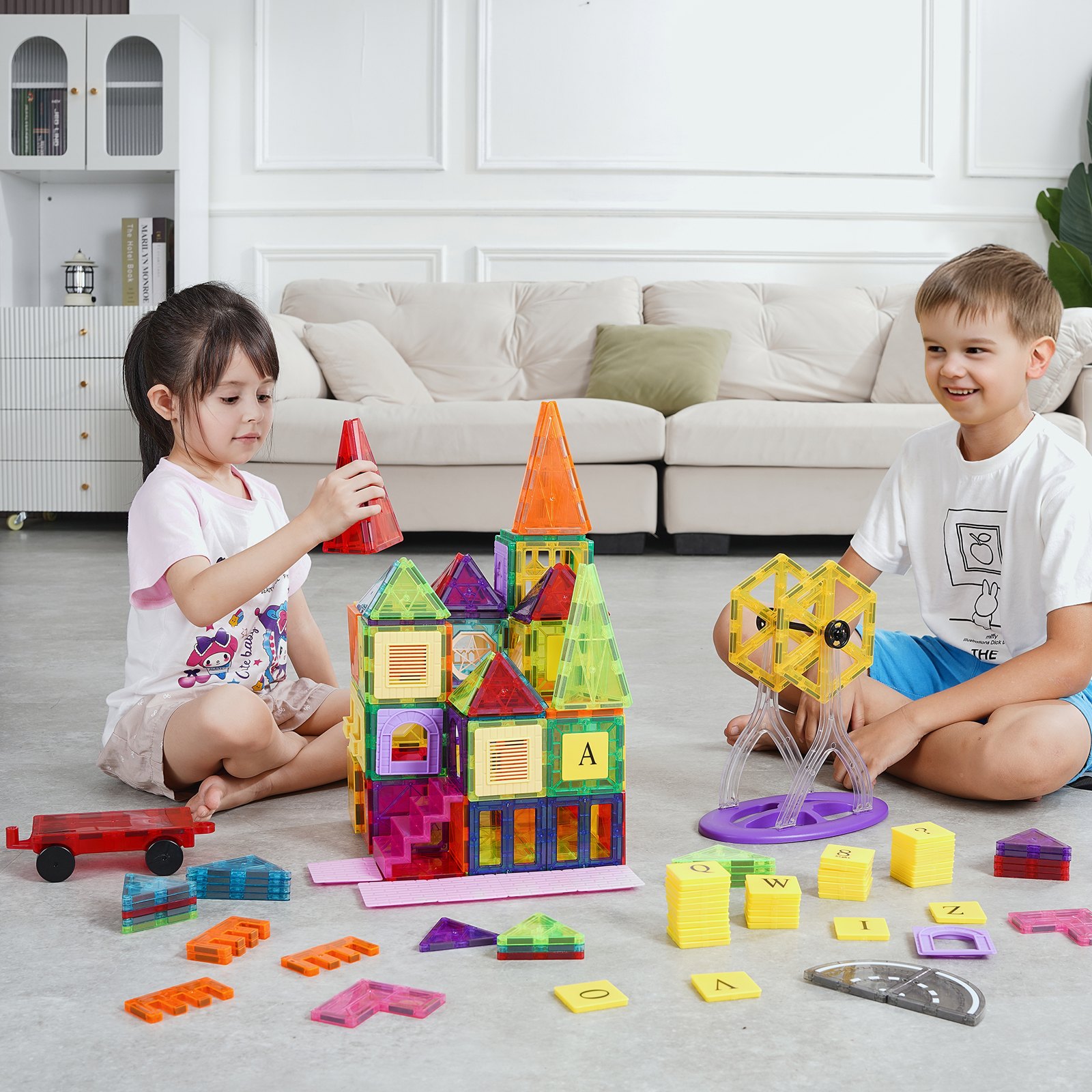 VEVOR Magnet Tiles Toys – 181 PCS, Magnetic Building Set
