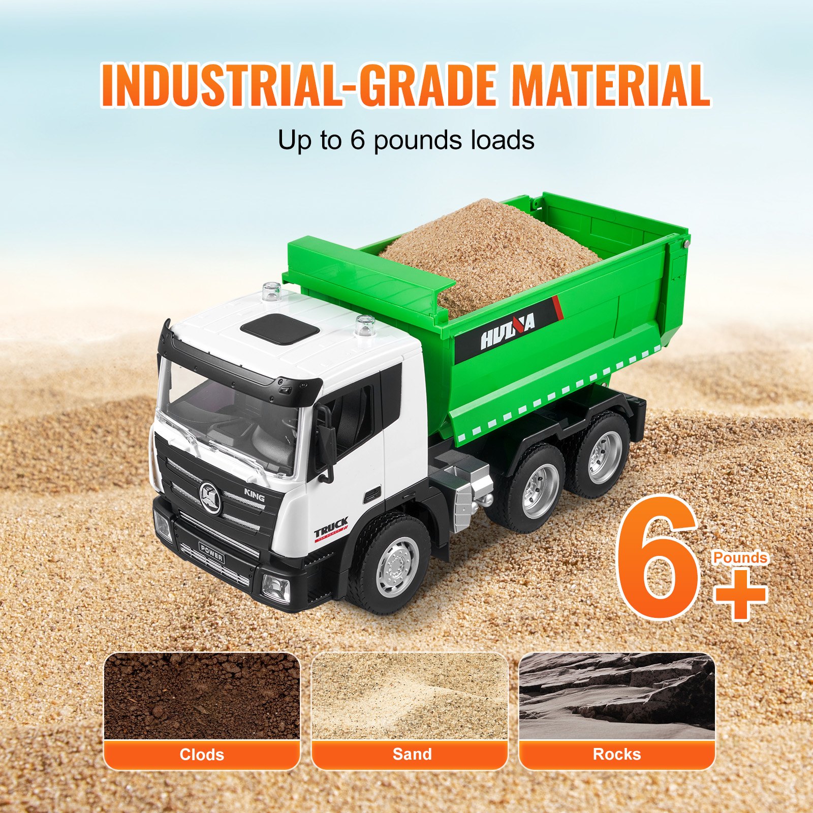 Lunaro 1/24 Scale 2.4G 9CH Alloy RC Mining Dump Truck, With Lights