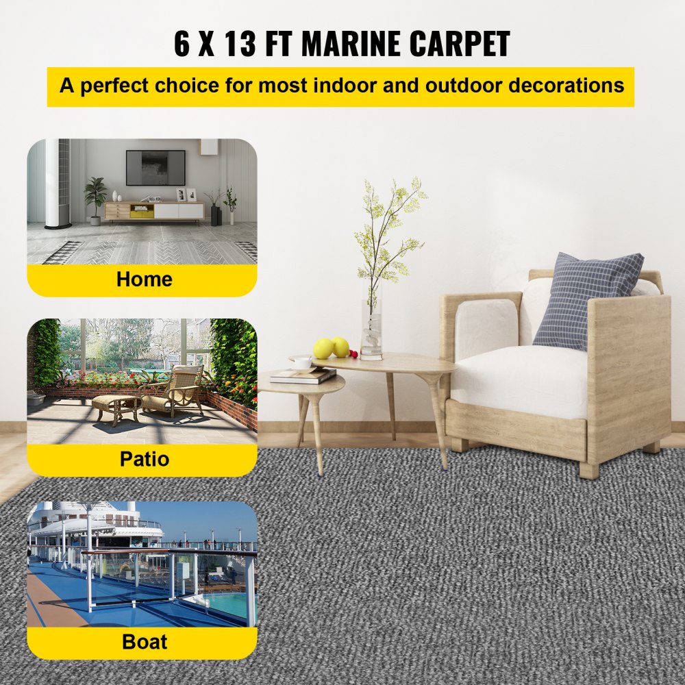 VEVOR VEVOR Marine Carpet 6x13ft Boat Carpet Rugs Indoor Outdoor Rugs for Patio Deck AntiSlide