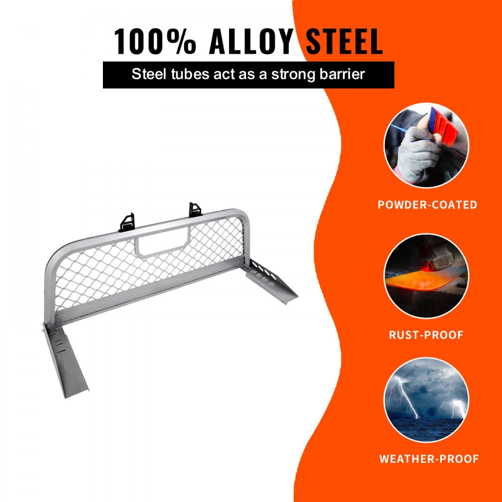 VEVOR Headache Rack, 300 LBS Capacity, Truck Bed Mount Mesh Rack, Heavy ...