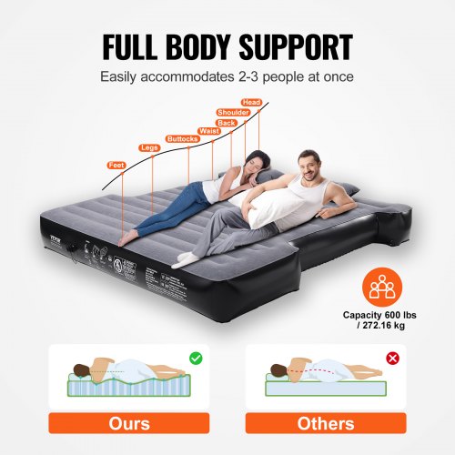 Truck Bed Air Mattress, For 6-6.5 Ft Full Size Truck Beds, Inflatable Air Mattress Camping Bed With 12V Air 2 Pillows, Carry Bag, For Chevrolet Silverado, Dodge Ram, Ford main image 1