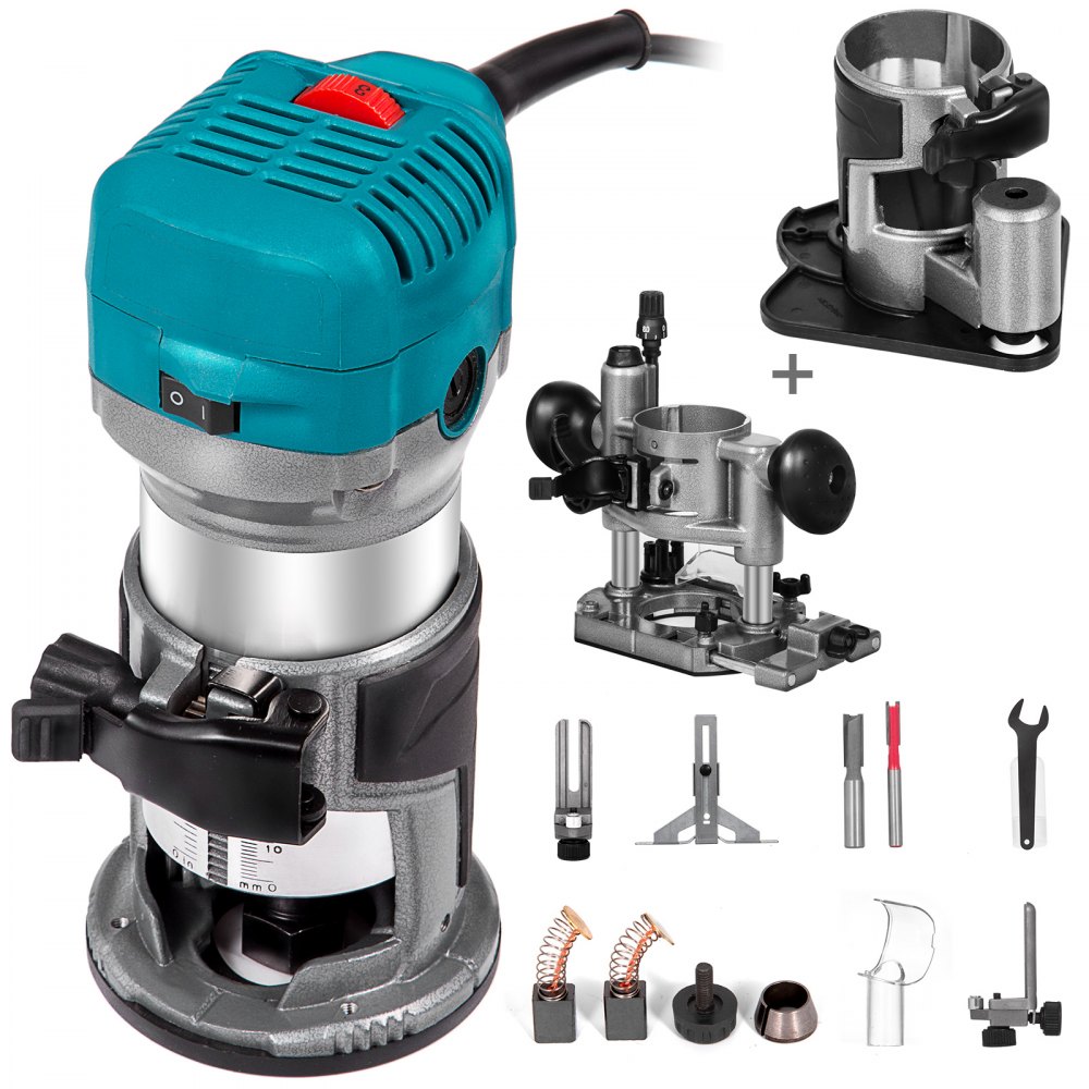 800W Max Torque Variable Speed 30,000 RPM Compact Router with Collets 1 ...