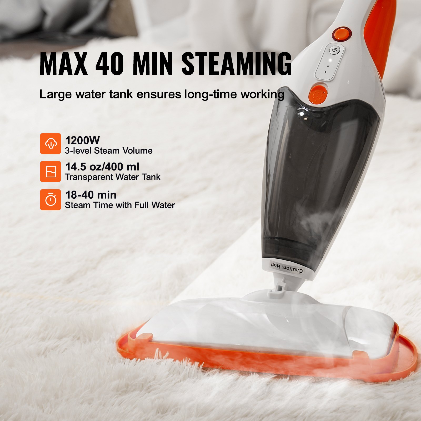 VEVOR Steam Mop, 5-in-1 Hard Wood Floor Cleaner with 4 Replaceable ...